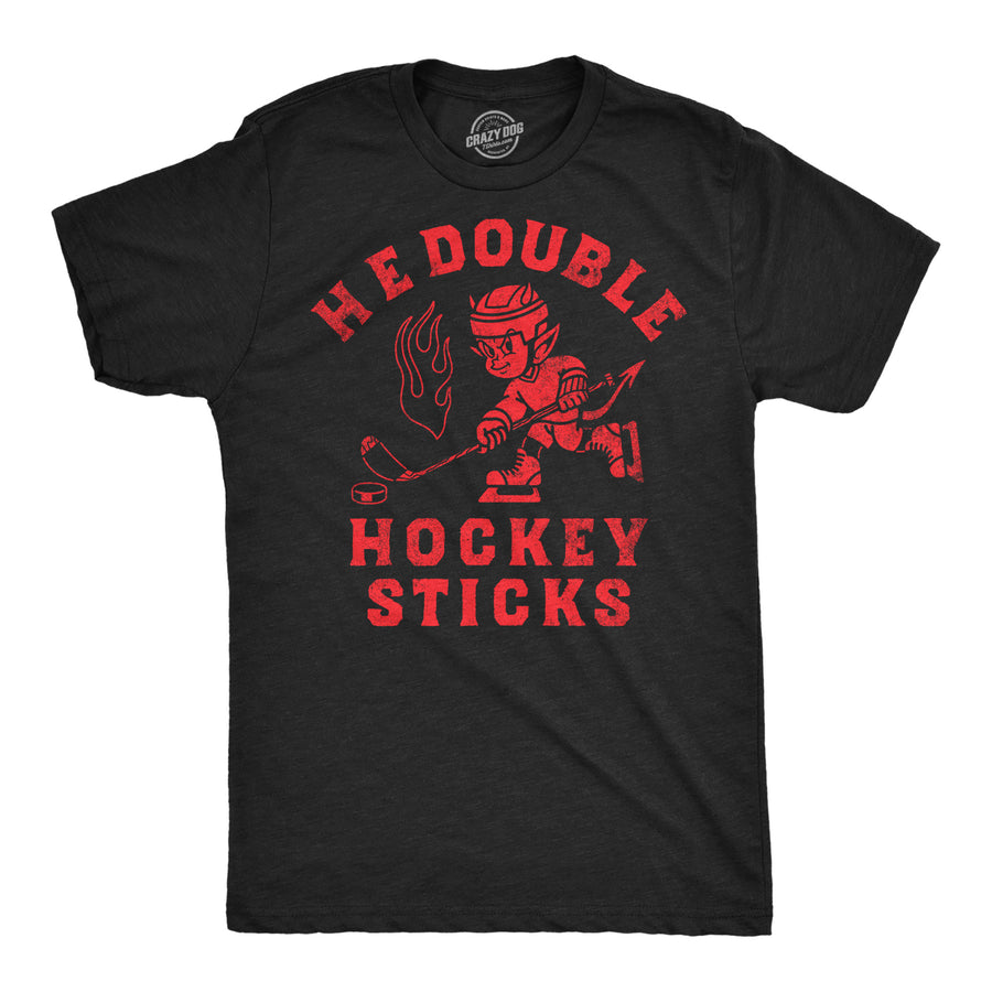 Funny Heather Black - Double Hockey Sticks H E Double Hockey Sticks Mens T Shirt Nerdy Hockey sarcastic Tee