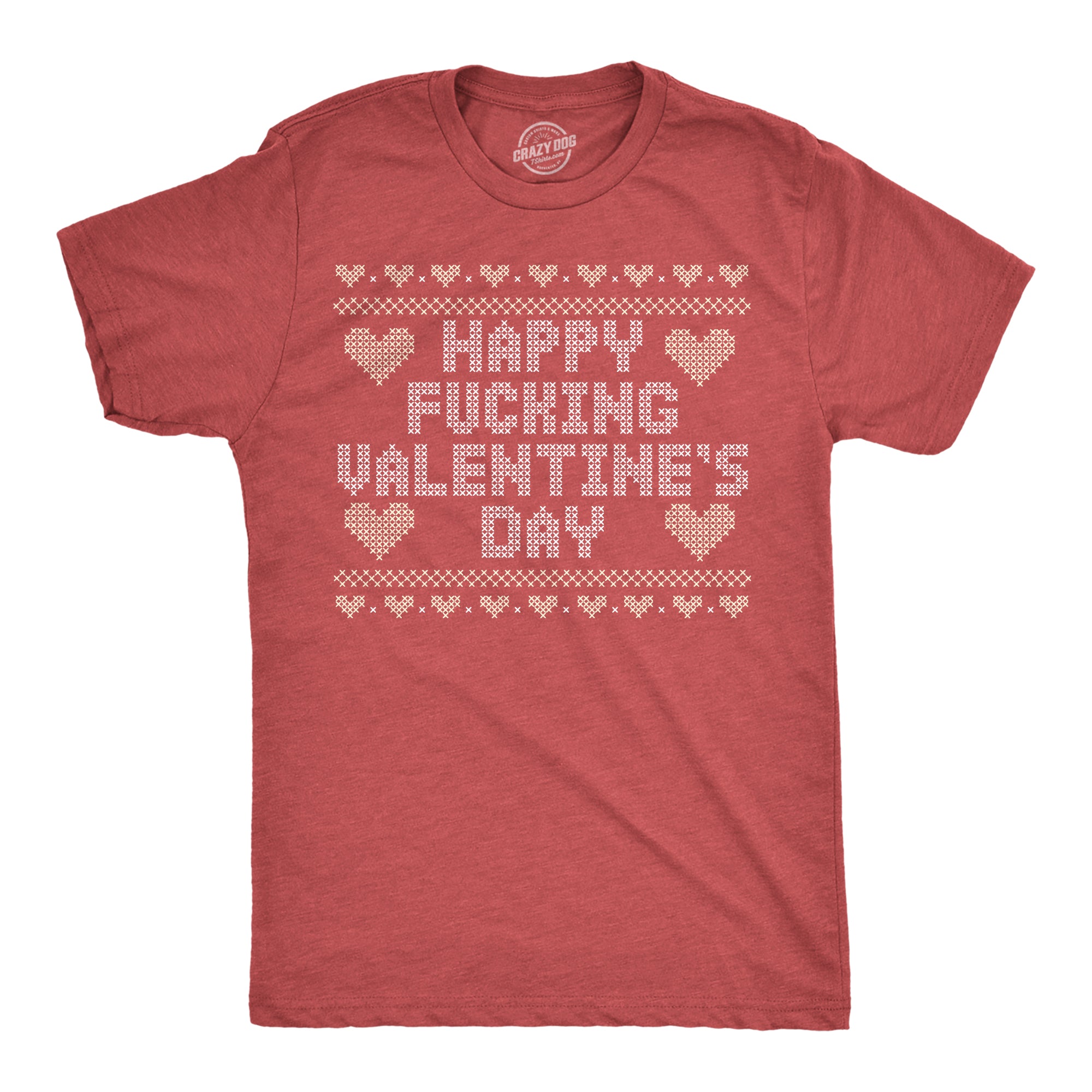 Funny Heather Red - Happy Fucking Valentines Day Happy Fucking Valentines Day Mens T Shirt Nerdy Valentine's Day Sarcastic Tee