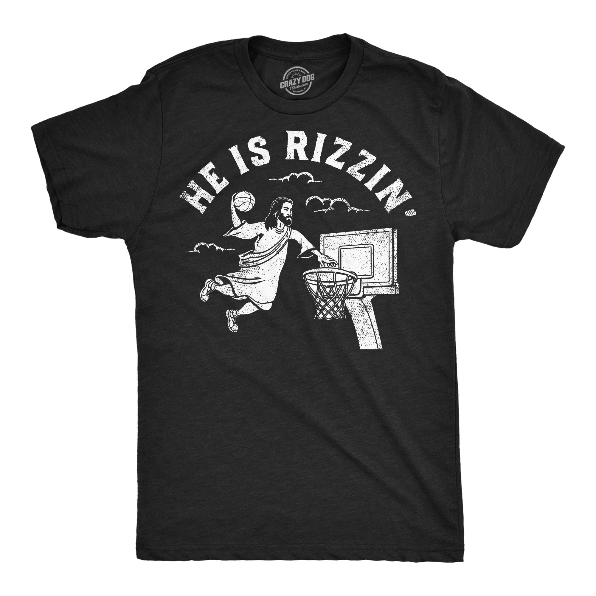 Funny Heather Black - He Is Rizzin He Is Rizzin Mens T Shirt Nerdy Easter Religion sarcastic Tee
