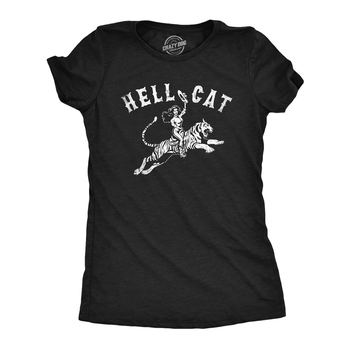 Funny Heather Black - Hell Cat Hell Cat Womens T Shirt Nerdy Animal sarcastic Tee