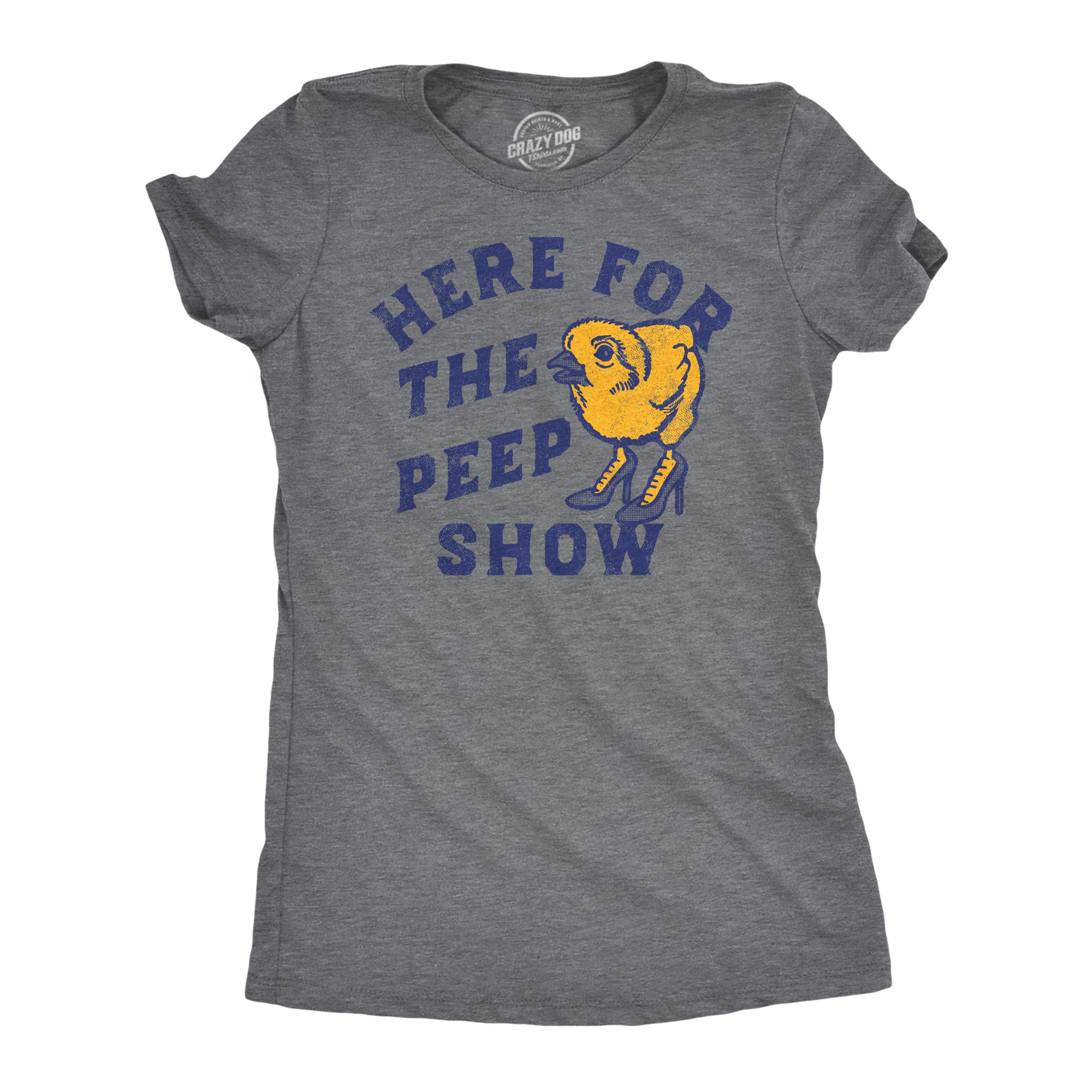 Funny Dark Heather Grey - Here For The Peep Show Here For The Peep Show Womens T Shirt Nerdy sarcastic Tee