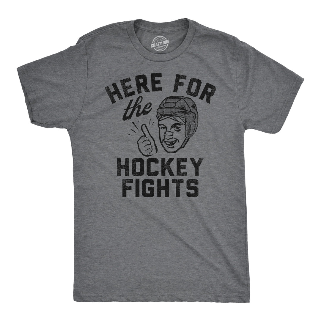 Funny Dark Heather Grey - Hockey Fights Here For The Hockey Fights Mens T Shirt Nerdy Hockey sarcastic Tee