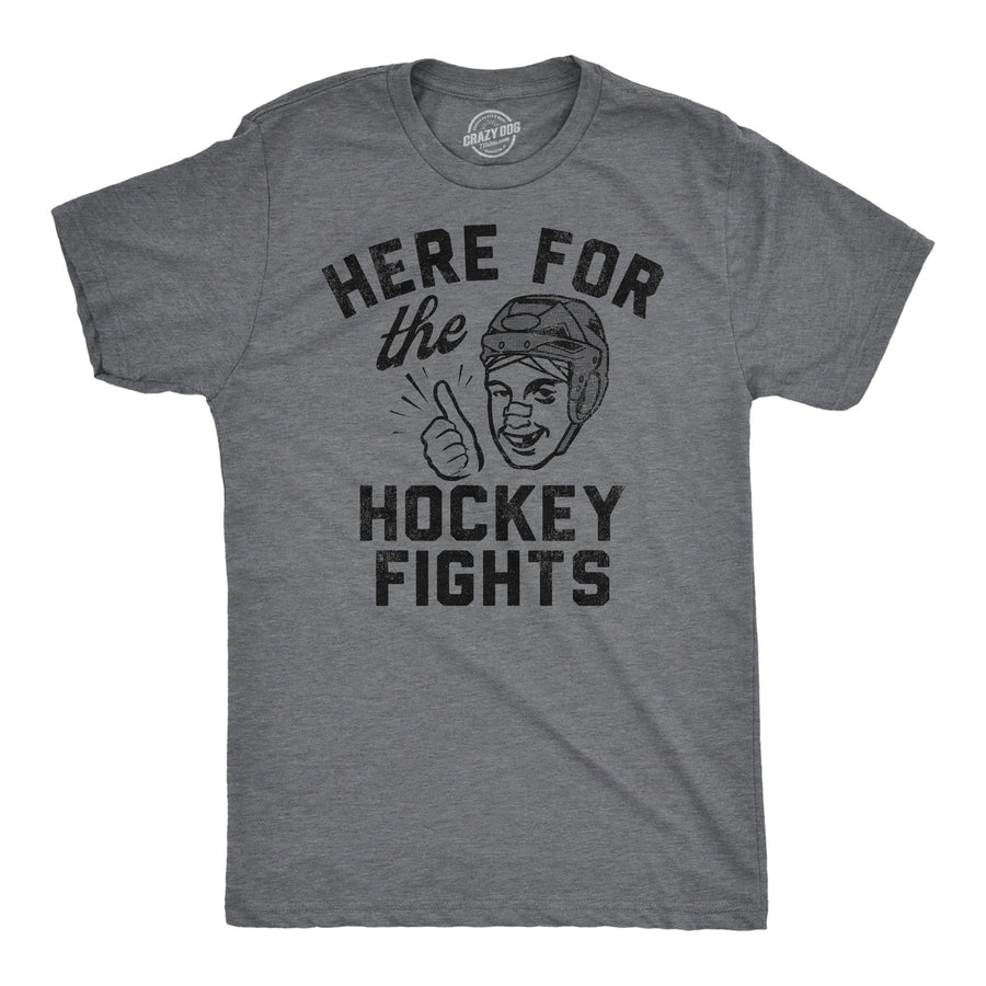 Funny Dark Heather Grey - Hockey Fights Here For The Hockey Fights Mens T Shirt Nerdy Hockey sarcastic Tee