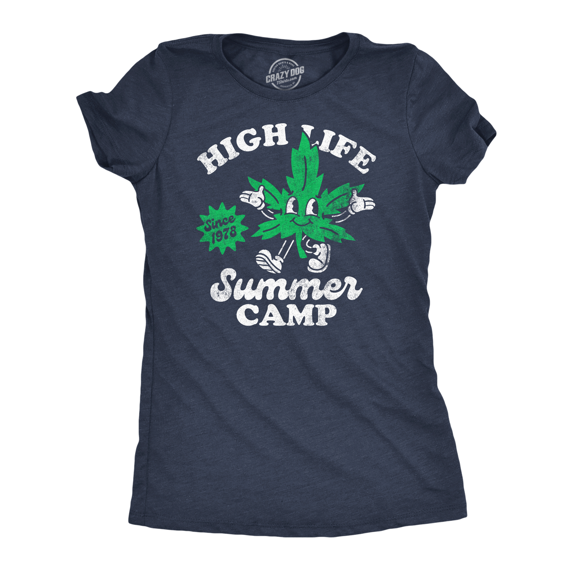 Funny Heather Navy - High Life Summer Camp High Life Summer Camp Womens T Shirt Nerdy 420 Camping sarcastic Tee