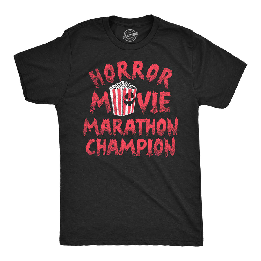 Funny Heather Black - Horror Movie Marathon Champion Horror Movie Marathon Champion Mens T Shirt Nerdy Halloween TV & Movies Tee