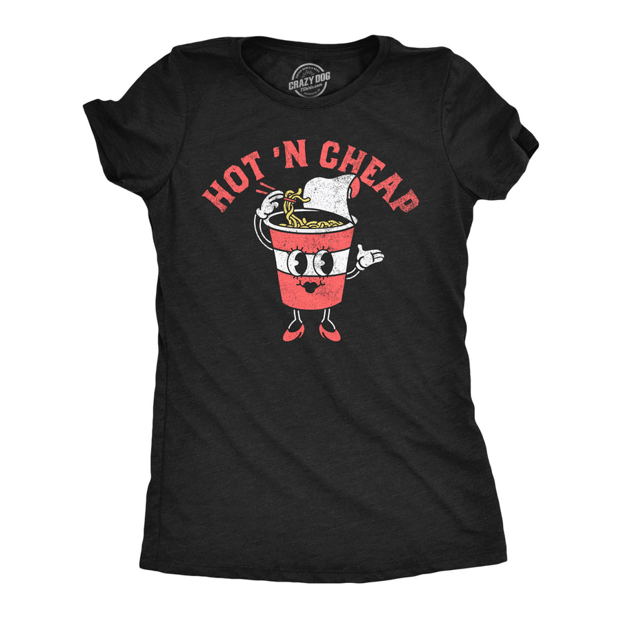 Funny Heather Black - Hot N Cheap Hot N Cheap Womens T Shirt Nerdy food sarcastic Tee