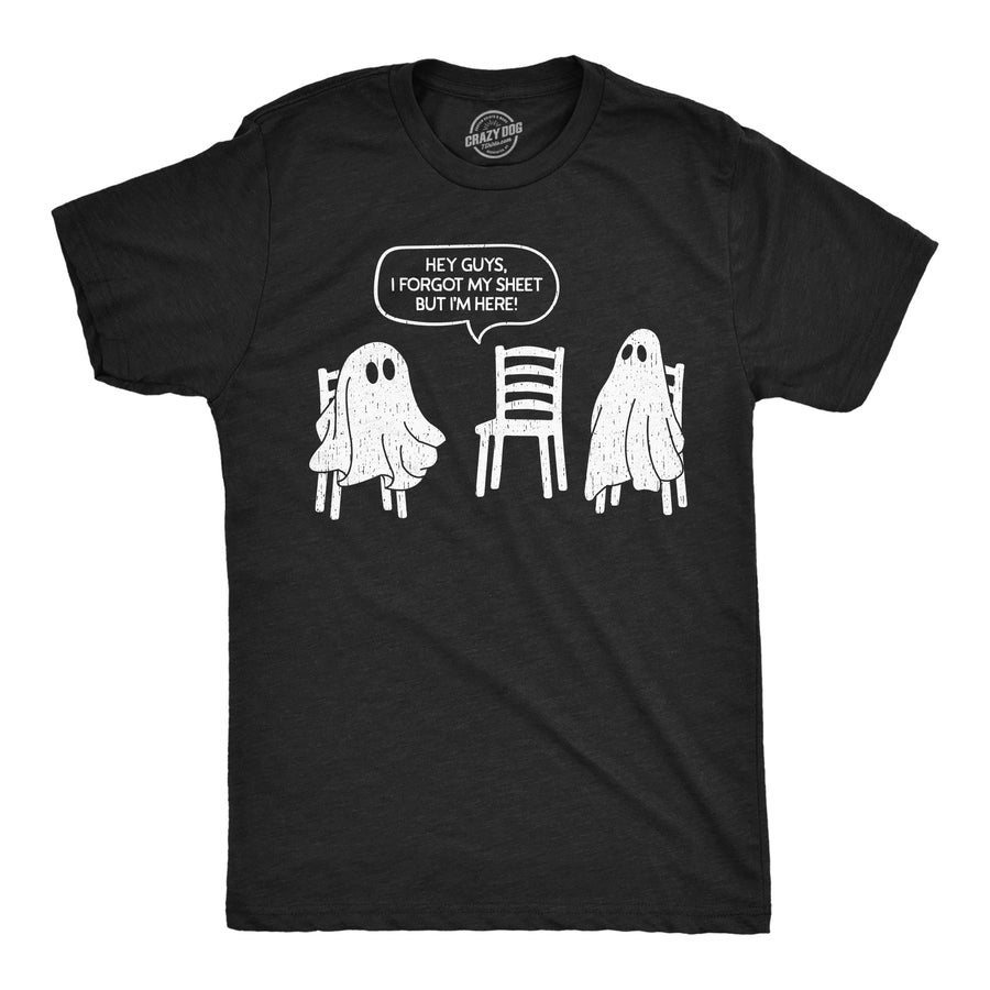 Funny Heather Black - Forgot My Sheet Hey Guys I Forgot My Sheet But Im Here Mens T Shirt Nerdy Halloween sarcastic Tee