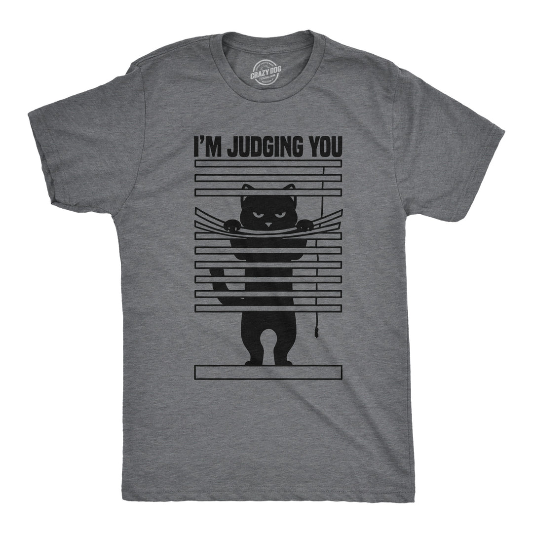 Funny Dark Heather Grey - Im Judging You Im Judging You Mens T Shirt Nerdy cat sarcastic Tee