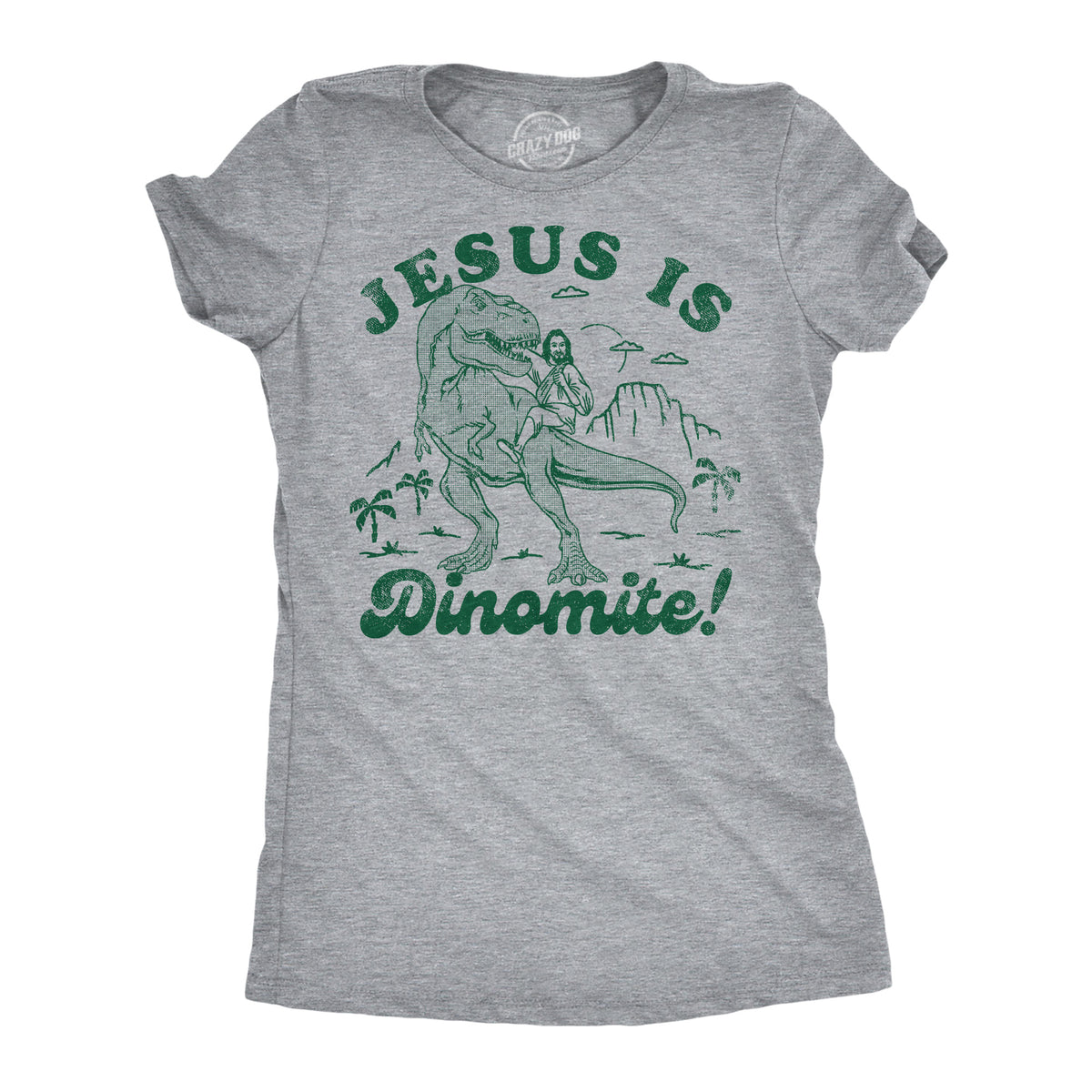 Funny Light Heather Grey - Jesus Is Dinomite Jesus Is Dinomite Womens T Shirt Nerdy Easter Religion Dinosaur Tee
