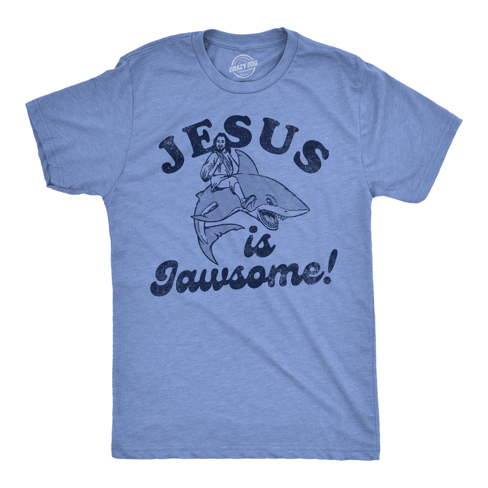 Funny Light Heather Blue - Jesus Is Jawsome Jesus Is Jawsome Mens T Shirt Nerdy Easter Religion sarcastic Tee
