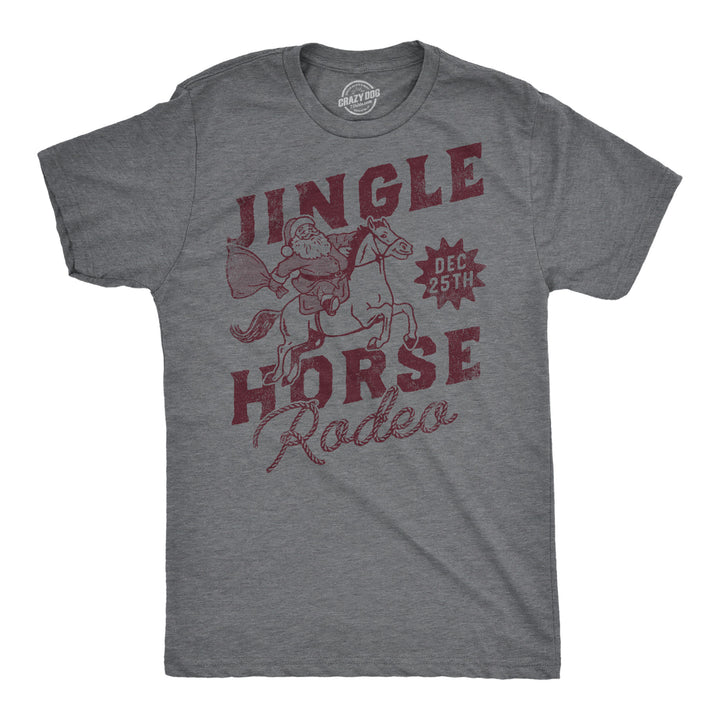 Funny Dark Heather Grey - Jingle Horse Rodeo Jingle Horse Rodeo Mens T Shirt Nerdy Christmas sarcastic Tee