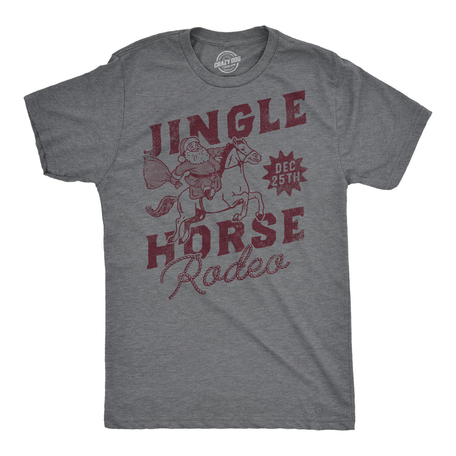 Funny Dark Heather Grey - Jingle Horse Rodeo Jingle Horse Rodeo Mens T Shirt Nerdy Christmas sarcastic Tee