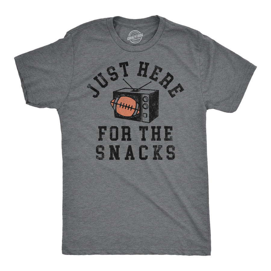 Funny Dark Heather Grey - Just Here For The Snacks Just Here For The Snacks Mens T Shirt Nerdy Football Food Tee