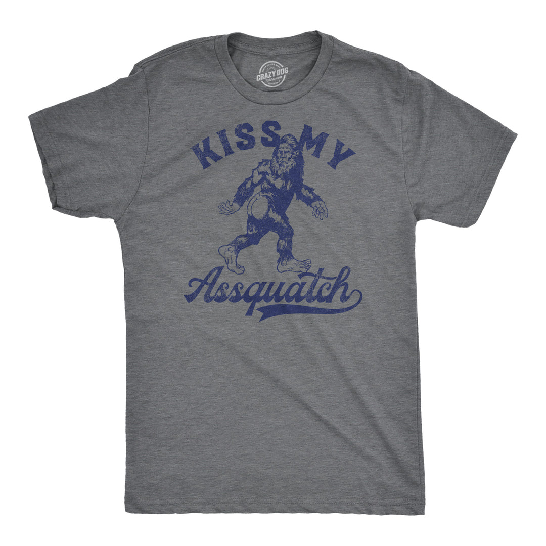 Funny Dark Heather Grey - Kiss My Assquatch Kiss My Assquatch Mens T Shirt Nerdy sarcastic Tee