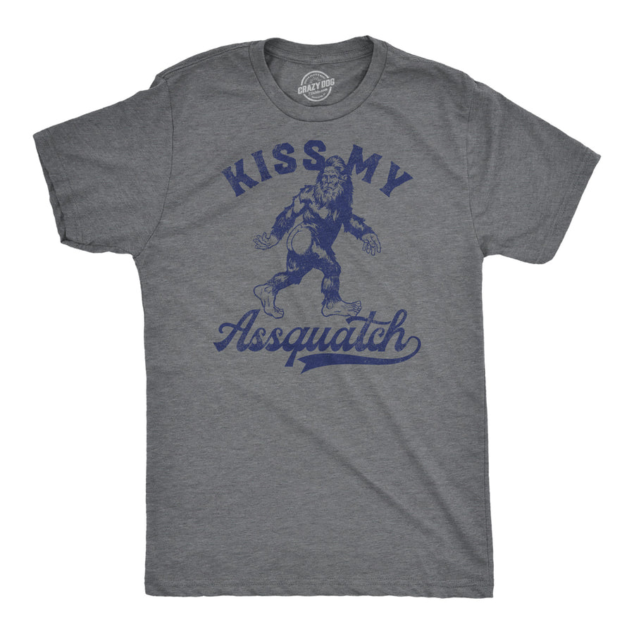 Funny Dark Heather Grey - Kiss My Assquatch Kiss My Assquatch Mens T Shirt Nerdy sarcastic Tee