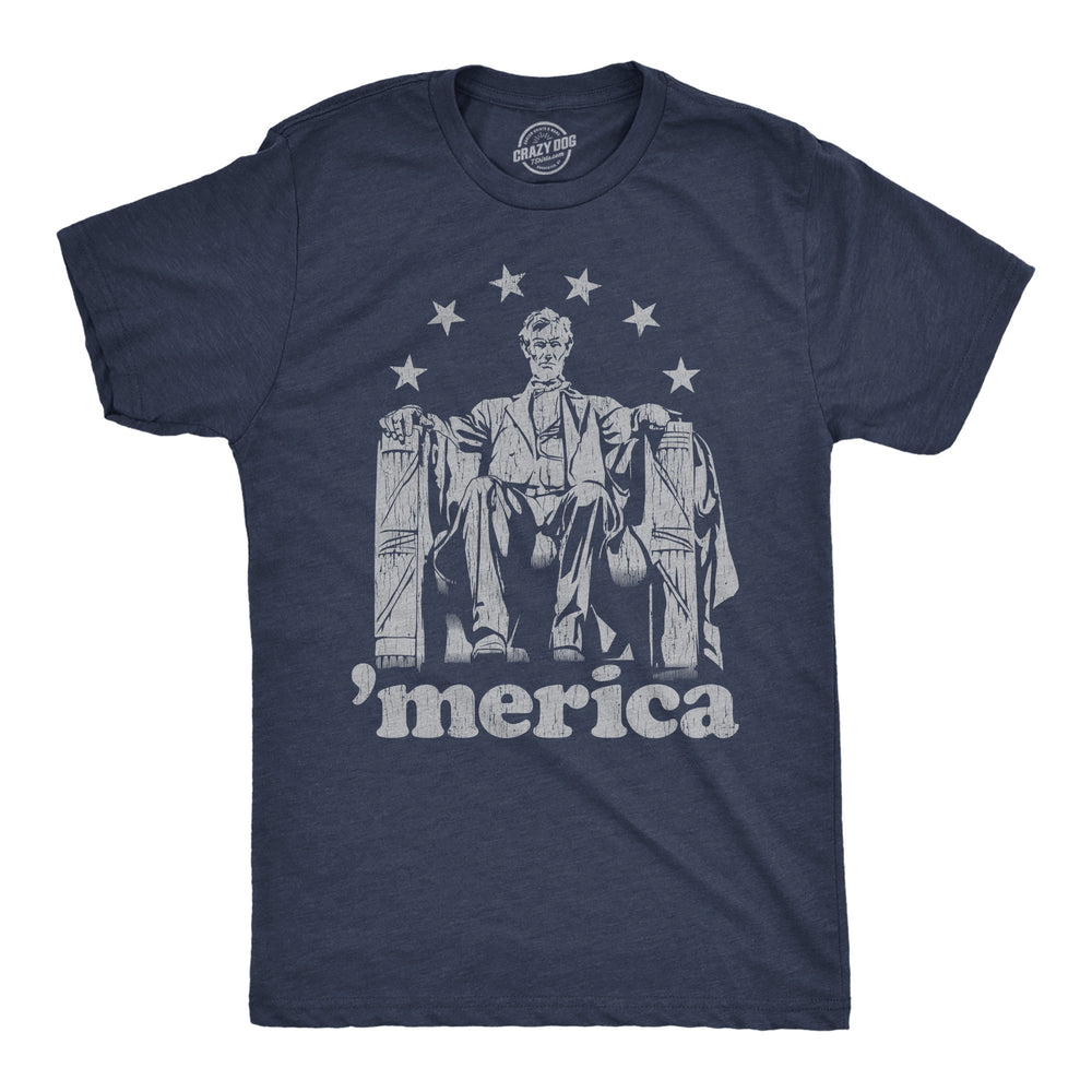 Funny Heather Navy Merica Mens T Shirt Nerdy Fourth of July Political Tee
