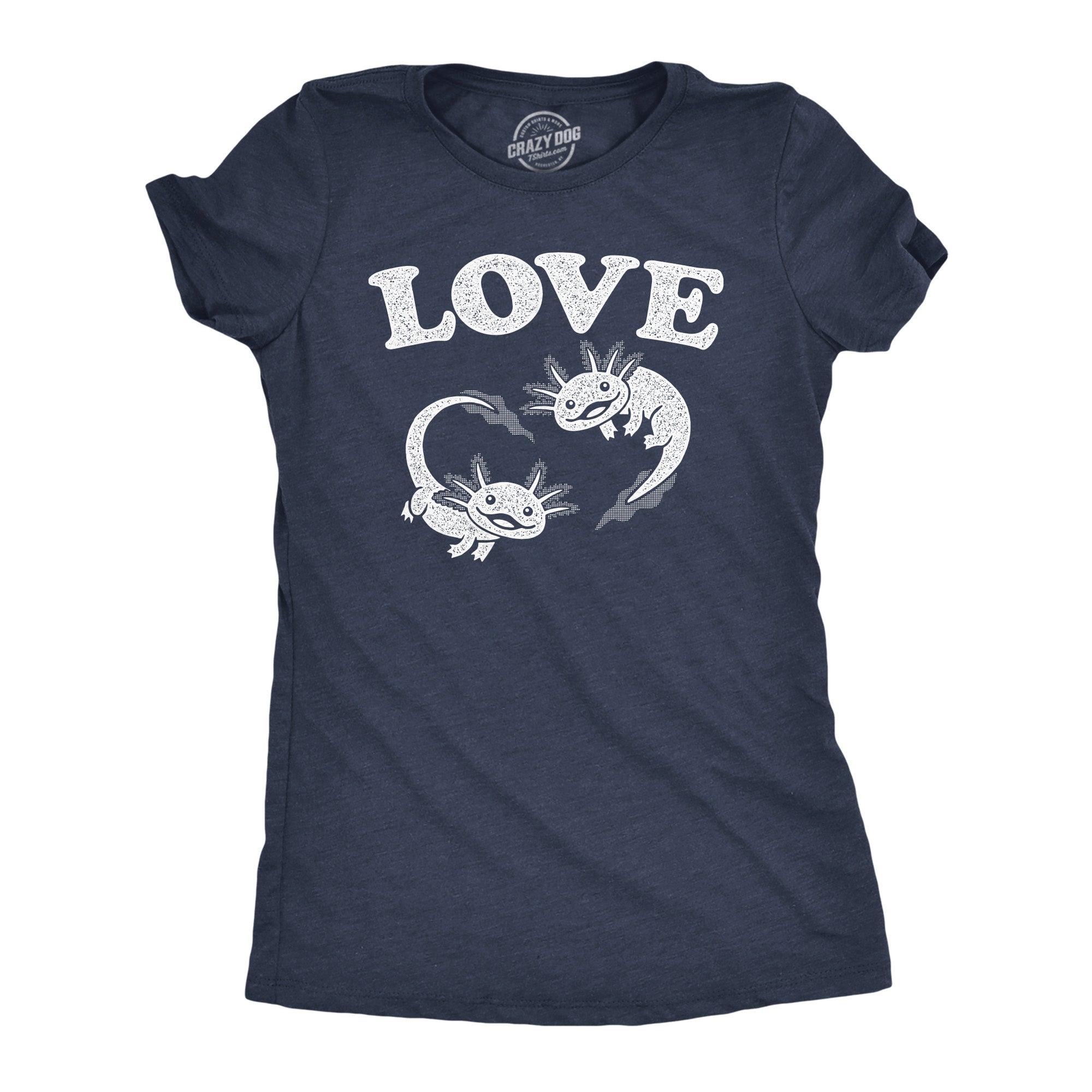 Funny Heather Navy - Love Axolotl Love Axolotl Womens T Shirt Nerdy animal Tee