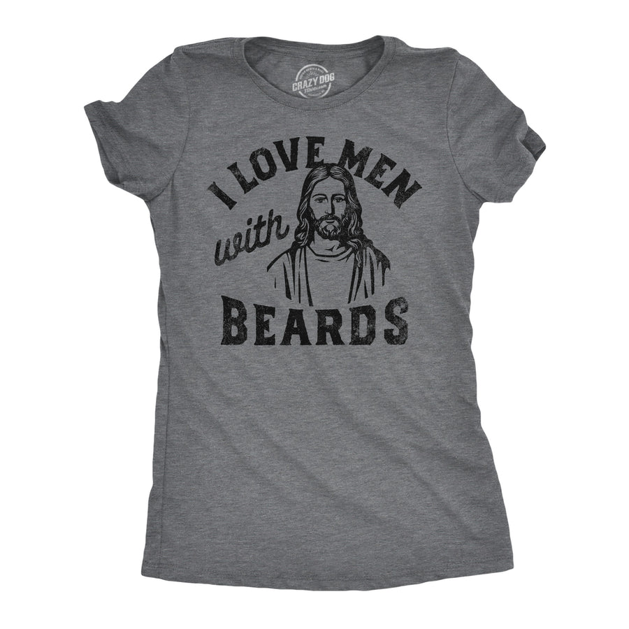 Funny Light Heather Grey - Love Men With Beards I Love Men With Beards Womens T Shirt Nerdy Christmas sarcastic Religion Tee