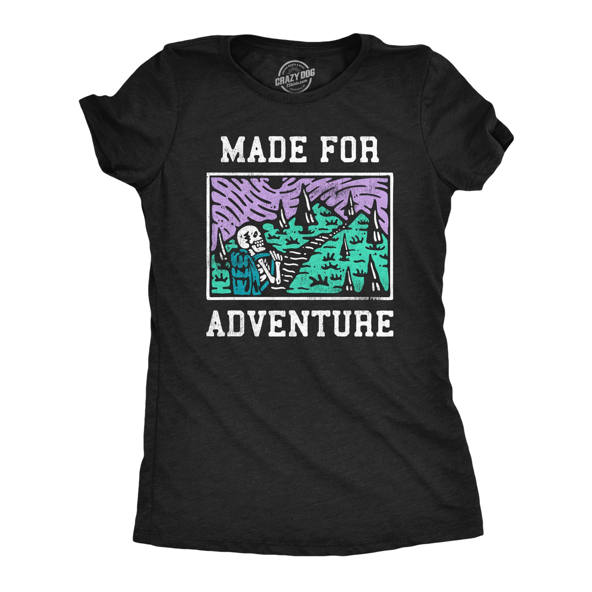Funny Heather Black - Made For Adventure Made For Adventure Womens T Shirt Nerdy Camping Tee
