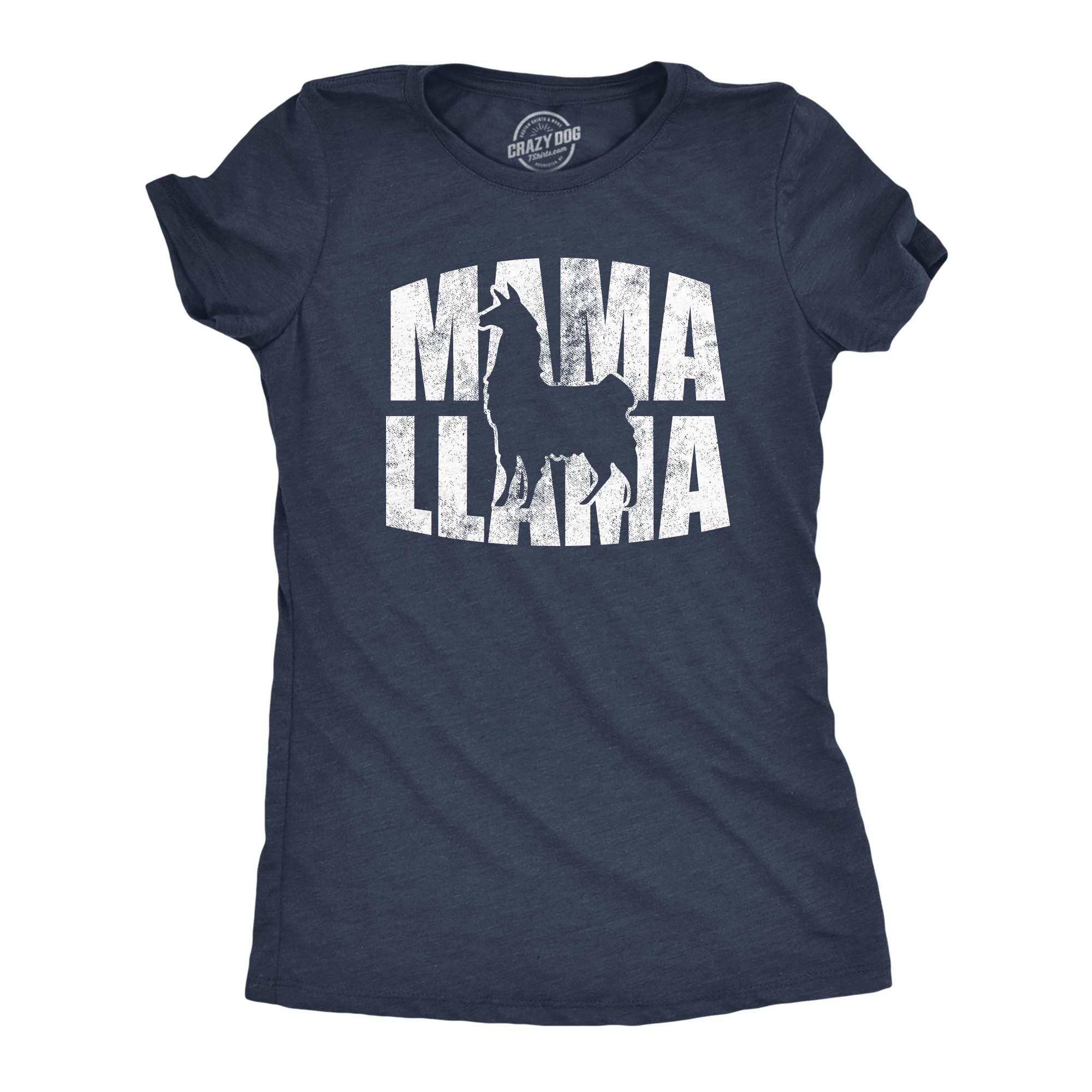 Funny Heather Navy - Mama Llama Mama Llama Womens T Shirt Nerdy Mother's Day animal Tee