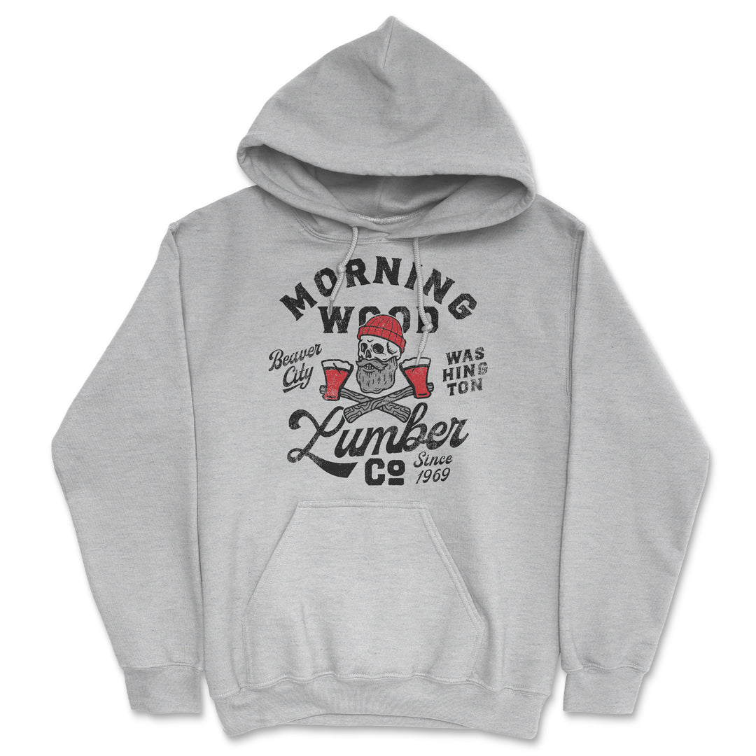 Funny Light Heather Grey - Morning Wood Morning Wood Lumber Company Hoodie Nerdy sarcastic Tee