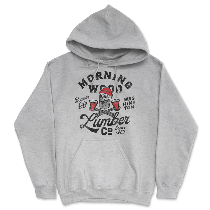Funny Light Heather Grey - Morning Wood Morning Wood Lumber Company Hoodie Nerdy sarcastic Tee