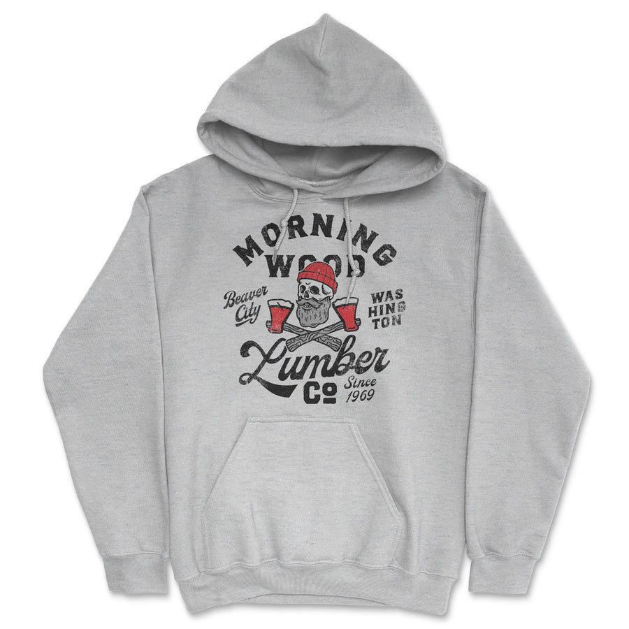 Funny Light Heather Grey - Morning Wood Morning Wood Lumber Company Hoodie Nerdy sarcastic Tee