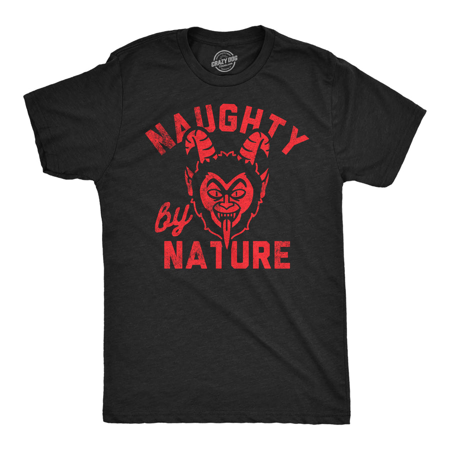 Funny Heather Black - Naughty By Nature Naughty By Nature Mens T Shirt Nerdy Christmas sarcastic Tee