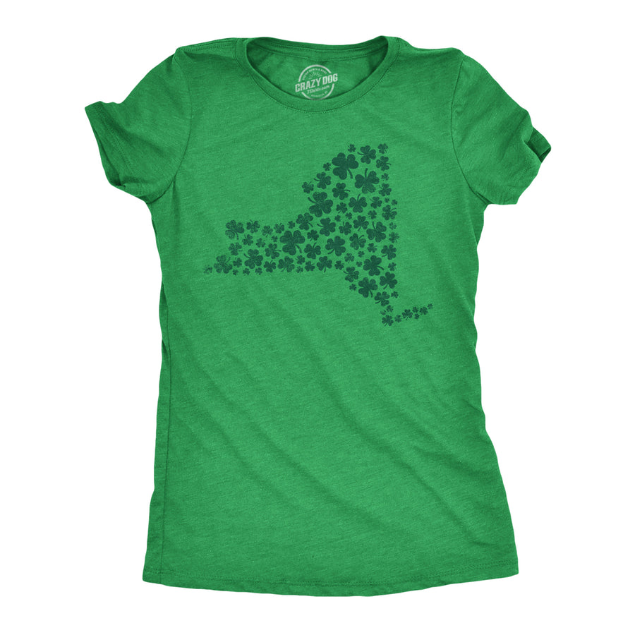 Funny Heather Green - New York State Clovers New York State Clovers Womens T Shirt Nerdy Saint Patrick's Day Tee