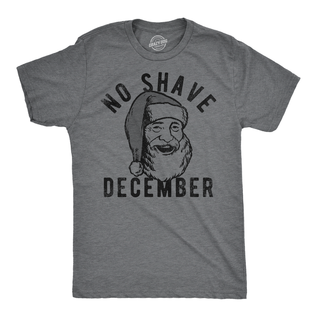 Funny Dark Heather Grey - SHAVE No Shave December Mens T Shirt Nerdy Christmas Sarcastic Tee