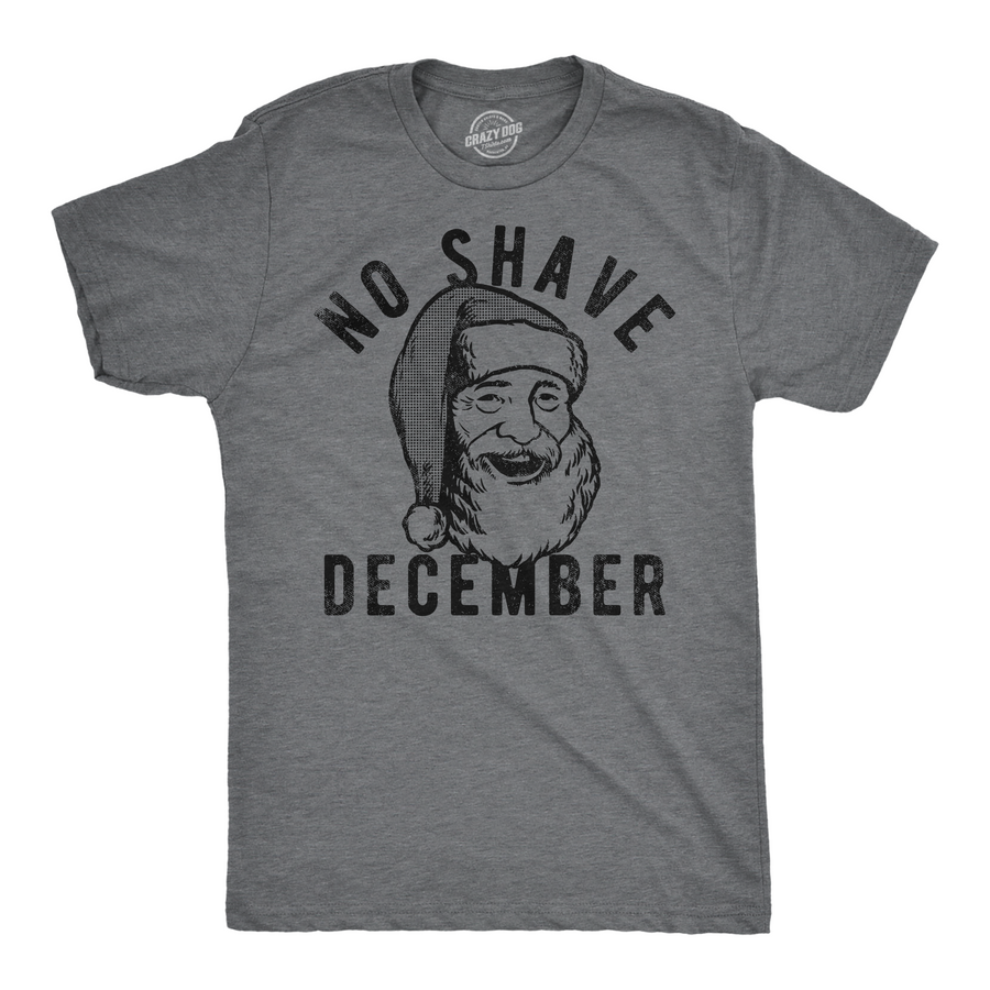 Funny Dark Heather Grey - SHAVE No Shave December Mens T Shirt Nerdy Christmas Sarcastic Tee