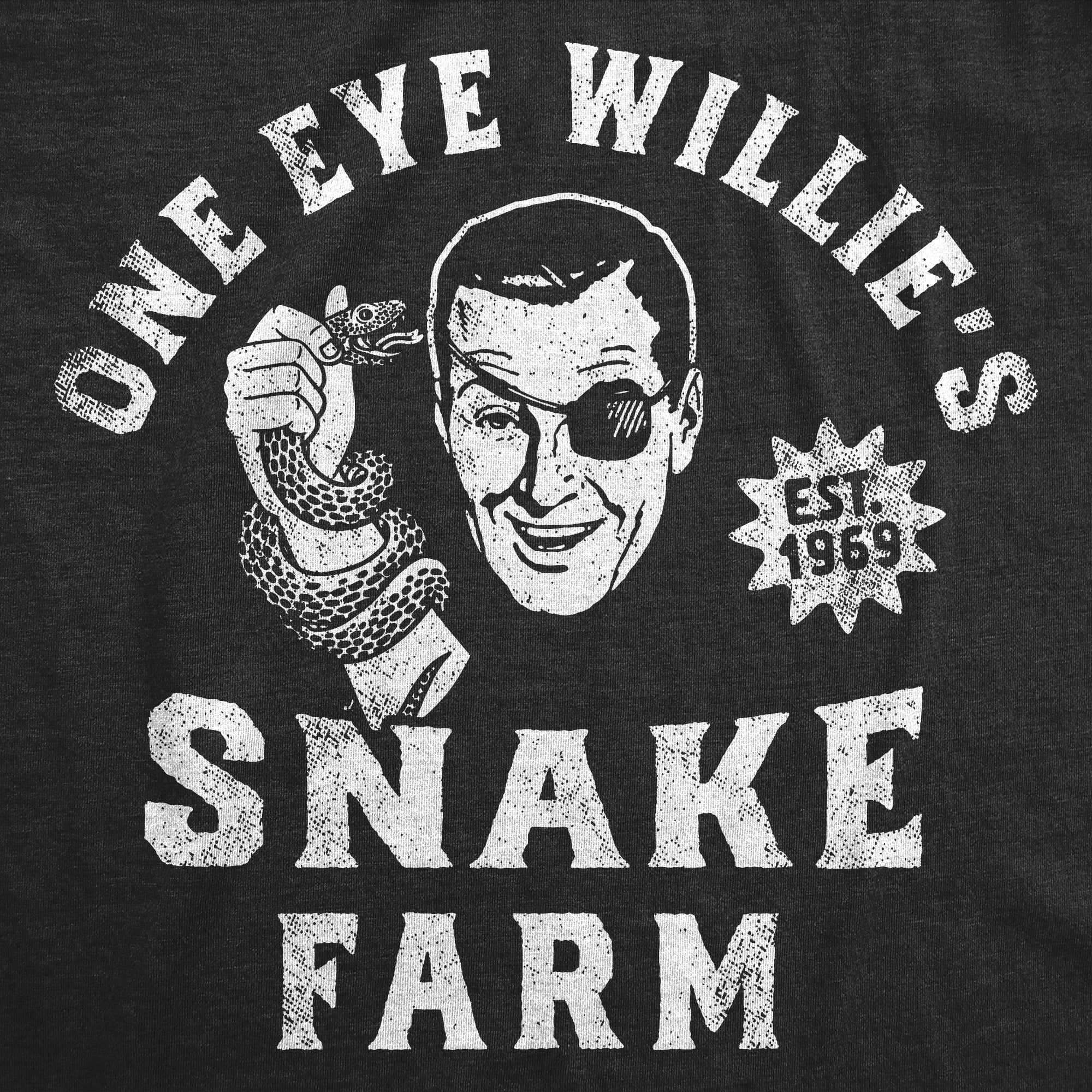 Funny Heather Black - One Eye Willies Snake Farm Nugs Before Hugs Mens T Shirt Nerdy Sarcastic animal Tee