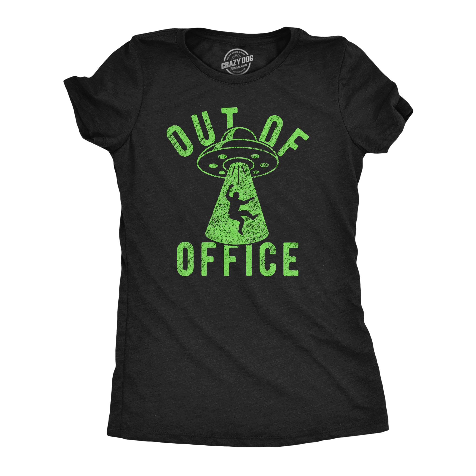 Funny Heather Black - Out Of Office UFO Out Of Office UFO Womens T Shirt Nerdy Office space Tee
