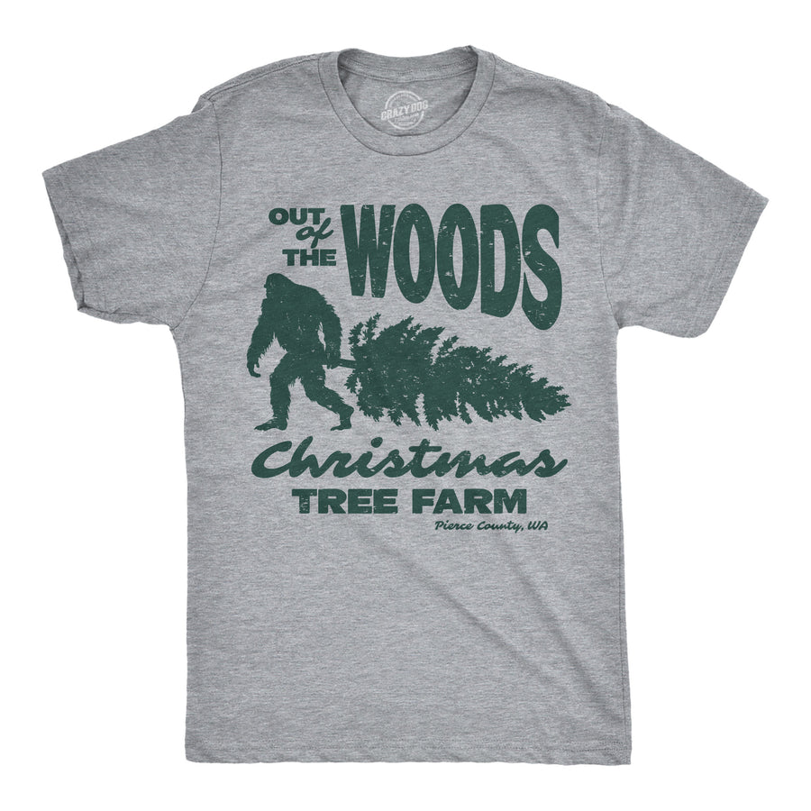 Funny Light Heather Grey - Out Of The Woods Out Of The Woods Christmas Tree Farm Mens T Shirt Nerdy Christmas sarcastic Tee