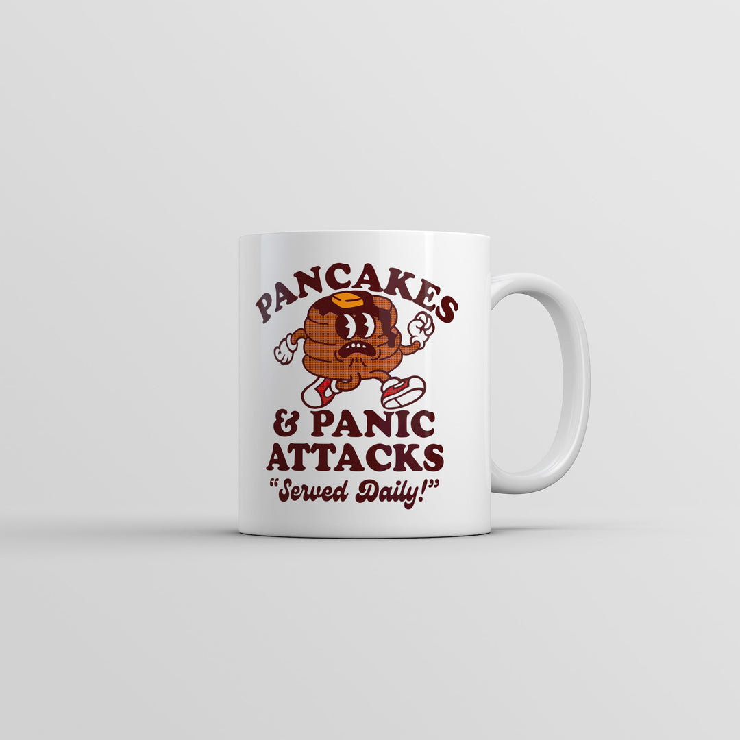 Funny White Pancakes And Panic Attacks Coffee Mug Nerdy food sarcastic Tee
