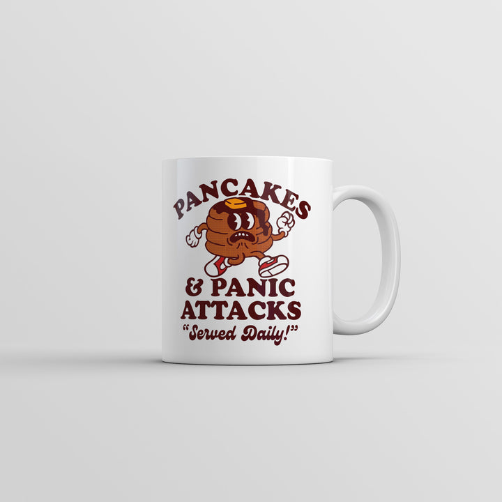 Funny White Pancakes And Panic Attacks Coffee Mug Nerdy food sarcastic Tee