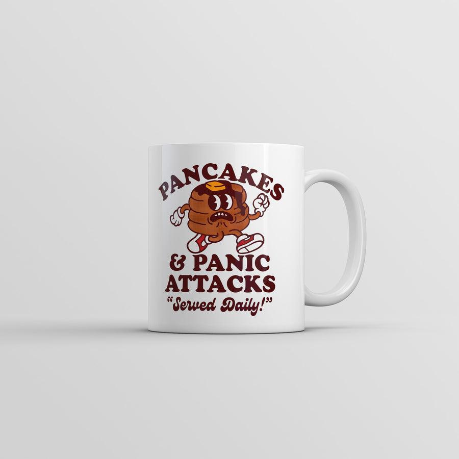 Funny White Pancakes And Panic Attacks Coffee Mug Nerdy food sarcastic Tee