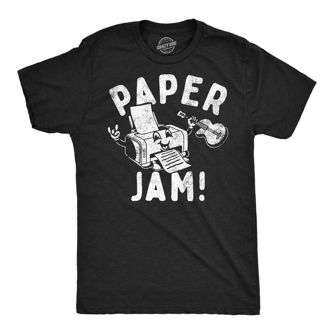 Funny Heather Black - Paper Jam Paper Jam Mens T Shirt Nerdy Music sarcastic Tee