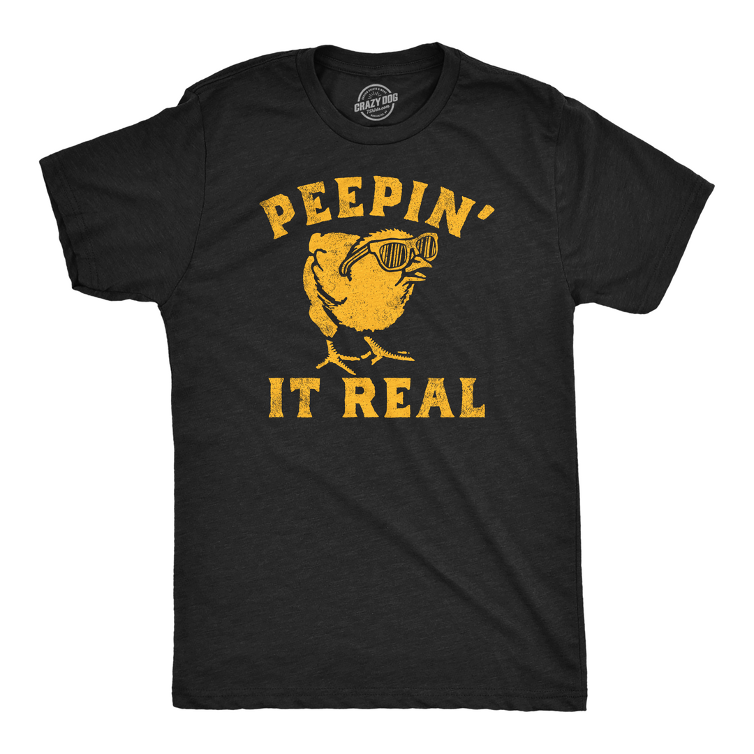 Funny Heather Black - Peepin It Real Peepin It Real Mens T Shirt Nerdy animal Sarcastic Tee