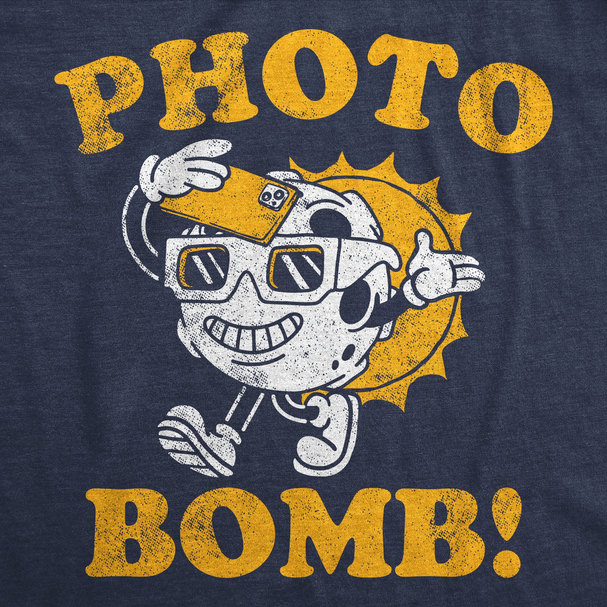 Funny Heather Navy - Photo Bomb Photo Bomb Womens T Shirt Nerdy space sarcastic Tee