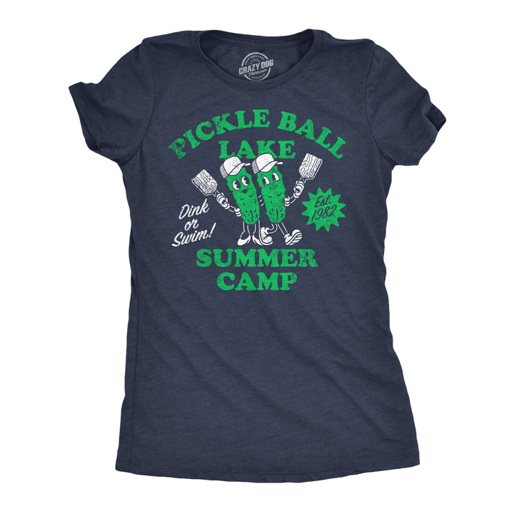 Funny Heather Navy - Pickleball Lake Pickleball Lake Summer Camp Womens T Shirt Nerdy Sarcastic Tee