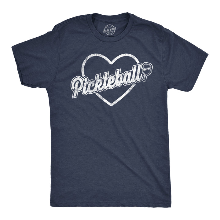 Funny Heather Navy - Pickleball Heart Pickleball Heart Mens T Shirt Nerdy Sarcastic Tee