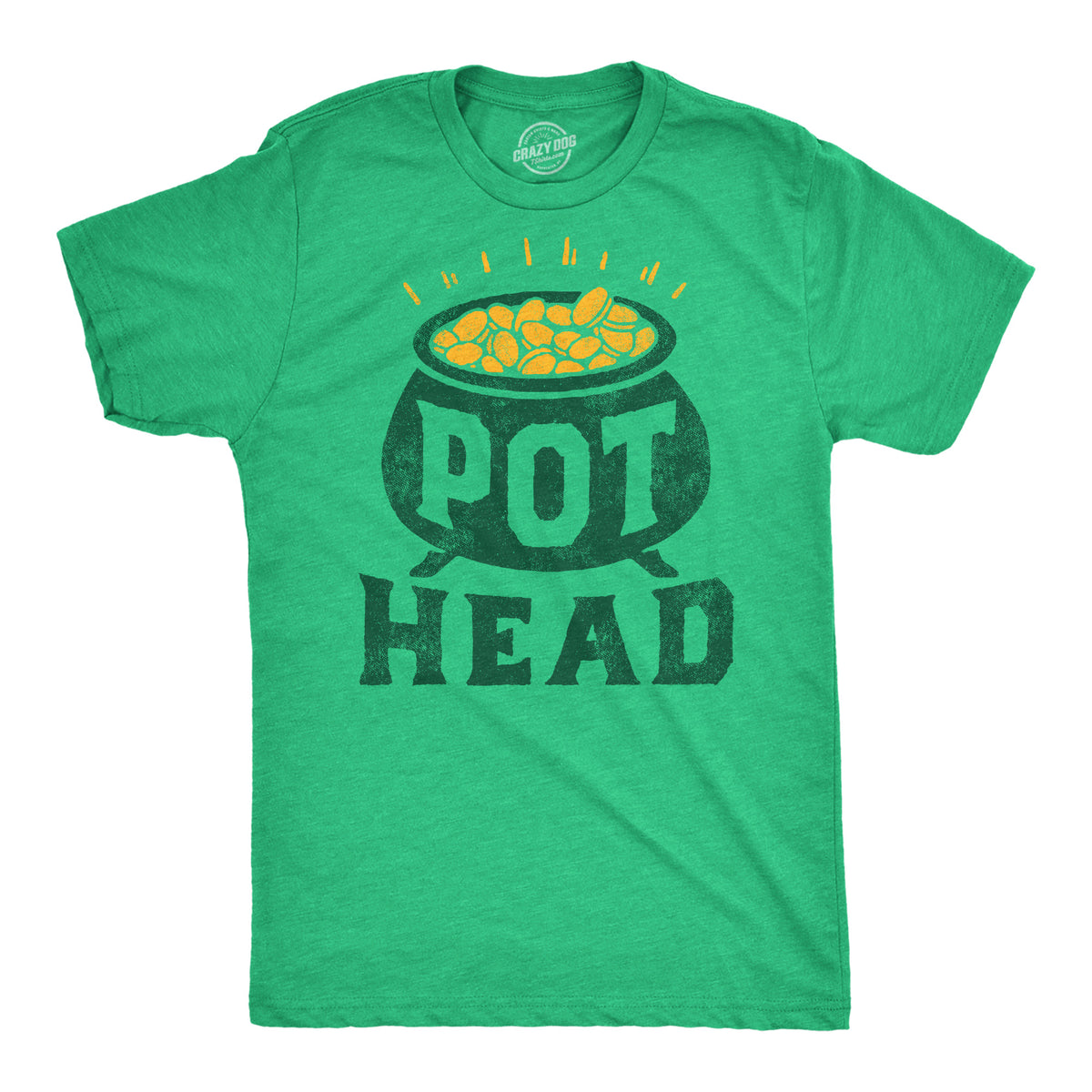 Funny Heather Green - Pot Head Pot Head St Pats Mens T Shirt Nerdy Saint Patrick&#39;s Day sarcastic Tee