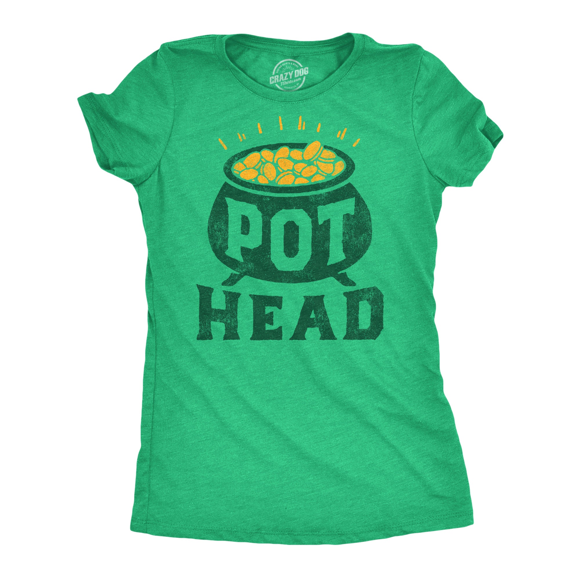 Funny Heather Green - Pot Head Pot Head St Pats Womens T Shirt Nerdy Saint Patrick's Day sarcastic Tee