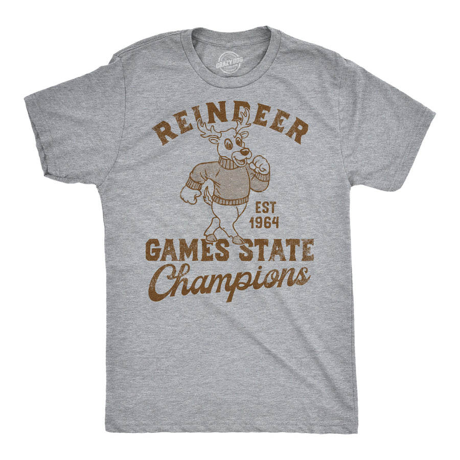 Funny Light Heather Grey - Reindeer Games Reindeer Games State Champ Mens T Shirt Nerdy Christmas animal sarcastic Tee
