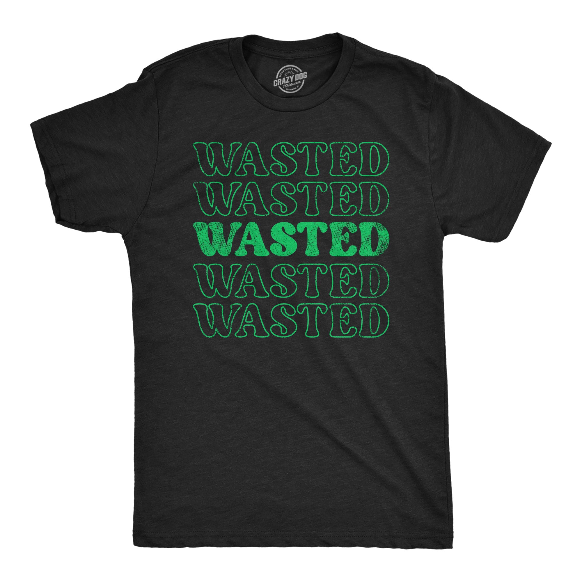 Funny Heather Black - Retro Wasted Retro Wasted Mens T Shirt Nerdy Saint Patrick's Day Drinking Tee