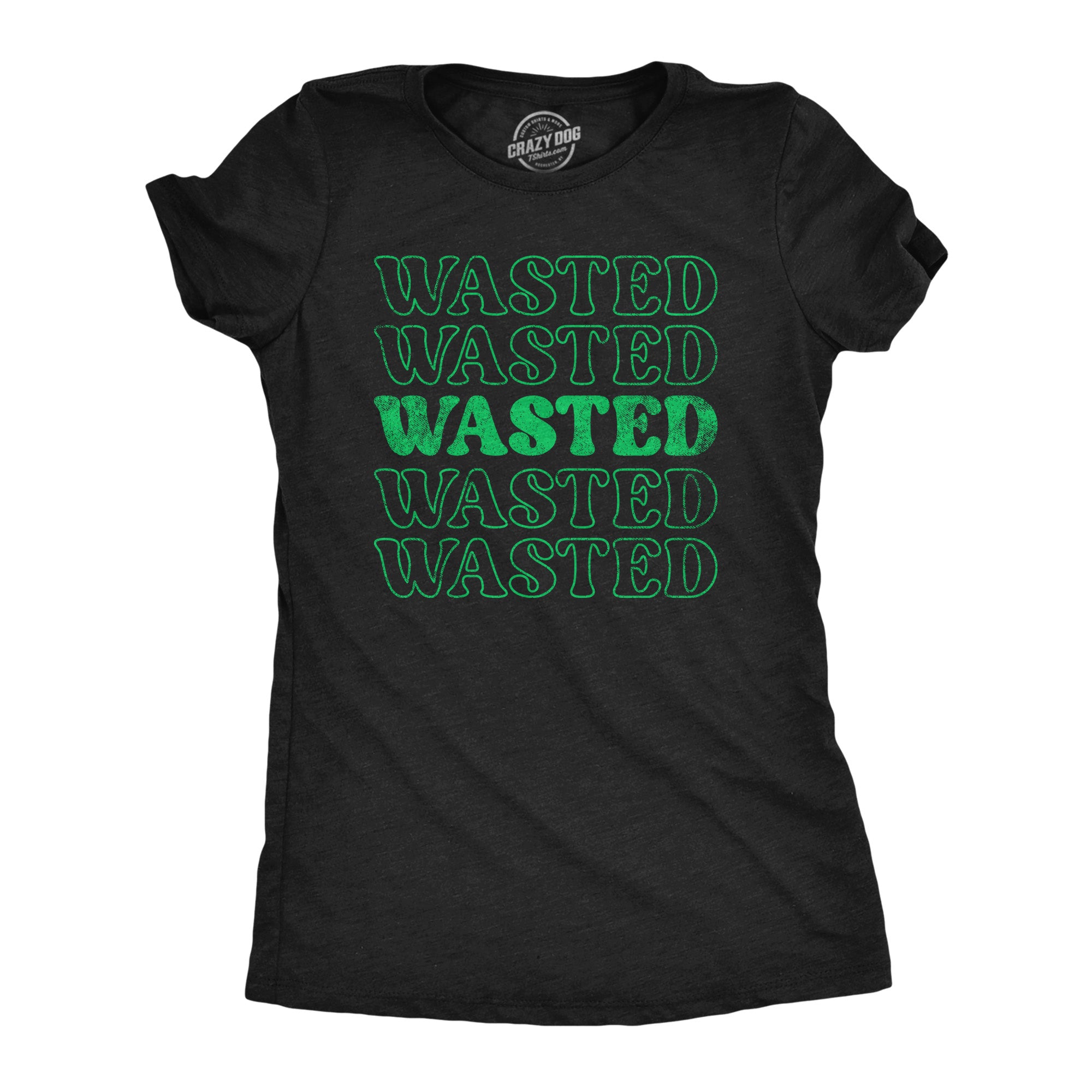 Funny Heather Black - Retro Wasted Retro Wasted Womens T Shirt Nerdy Saint Patrick's Day Drinking Tee