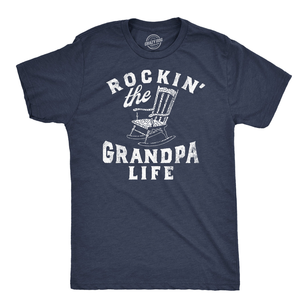 Funny Heather Navy - Rockin The Grandpa Life Rockin The Grandpa Life Mens T Shirt Nerdy Father's Day sarcastic Tee