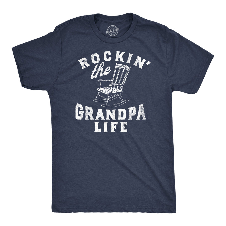 Funny Heather Navy - Rockin The Grandpa Life Rockin The Grandpa Life Mens T Shirt Nerdy Father's Day sarcastic Tee