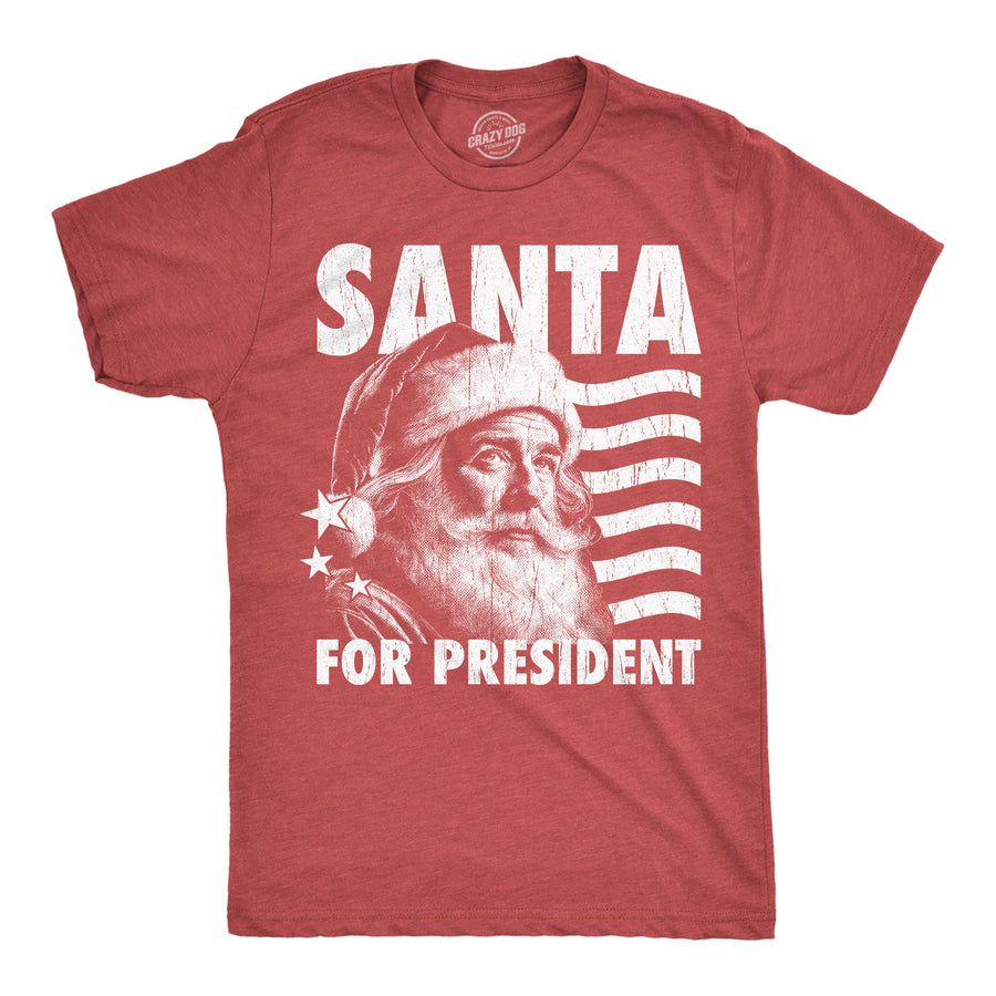 Funny Heather Black - Santa President Santa For President Mens T Shirt Nerdy Christmas Political Tee